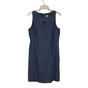 Anne Klein Jean Blue Sleeveless Sheath Midi Dress